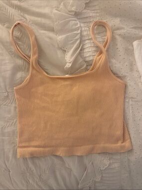Nikibiki Ribbed Peach Crop Tank Top
